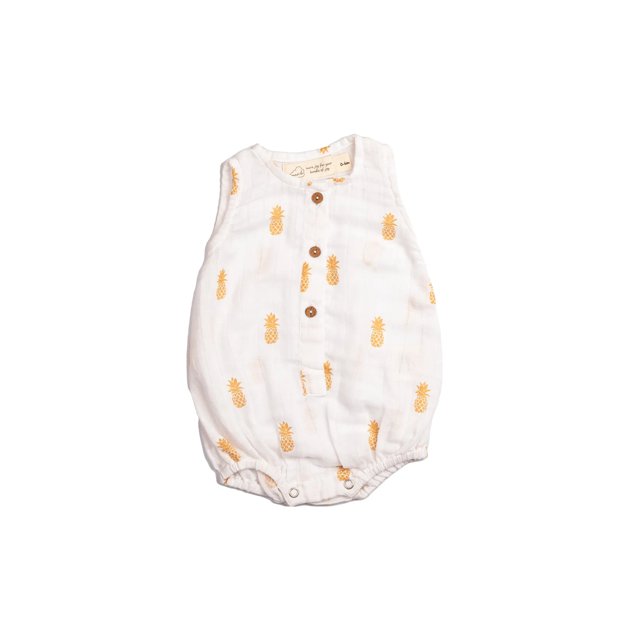 Masilo Organic Cotton Muslin Baby Romper 0 -6 Months (Pack of 3) – Pineapple Bliss