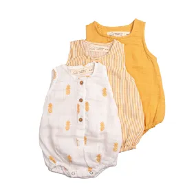 Masilo Organic Cotton Muslin Baby Romper 0 -6 Months (Pack of 3) – Pineapple Bliss