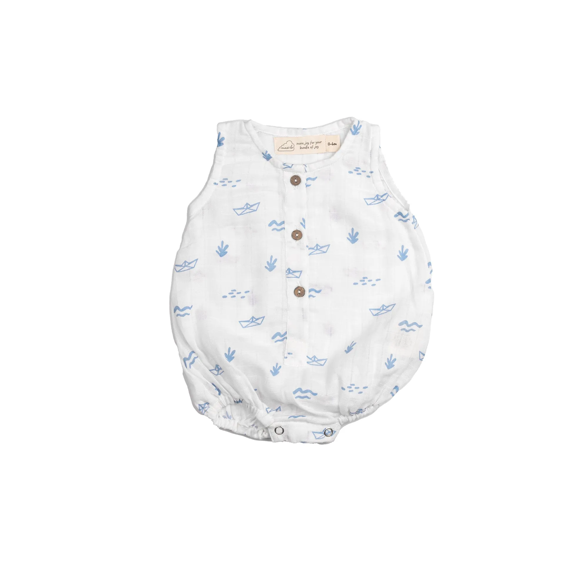 Masilo Organic Cotton Muslin Baby Romper 0-6 Months (Pack of 3) – Sea Breeze