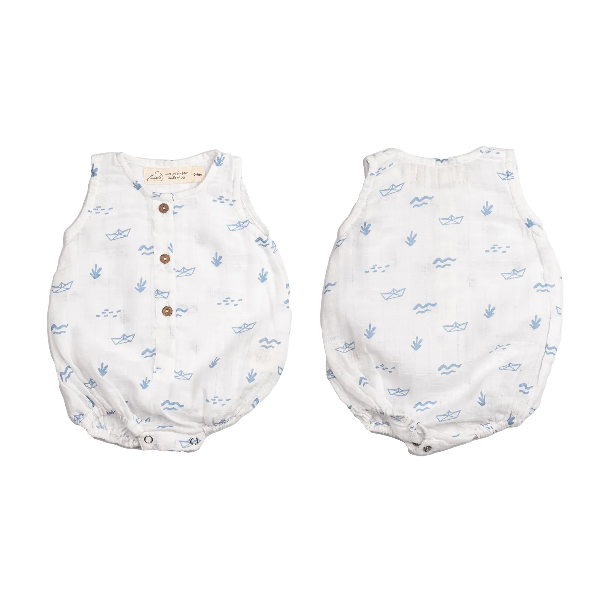 Masilo Organic Cotton Muslin Baby Romper 0-6 Months (Pack of 3) – Sea Breeze