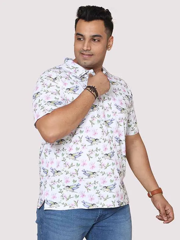 Men Plus Size Hummy Bird  Digital Printed Polo Collar T-shirt