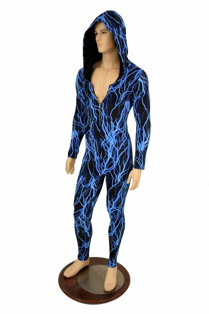 Mens Blue Lightning Catsuit