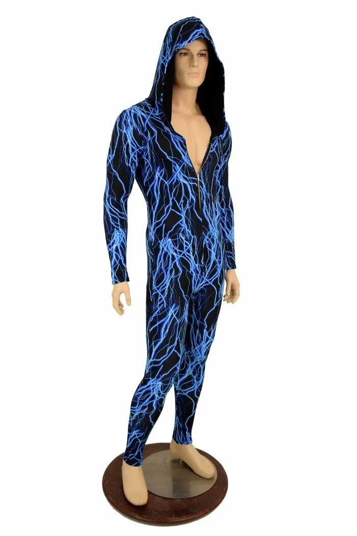 Mens Blue Lightning Catsuit