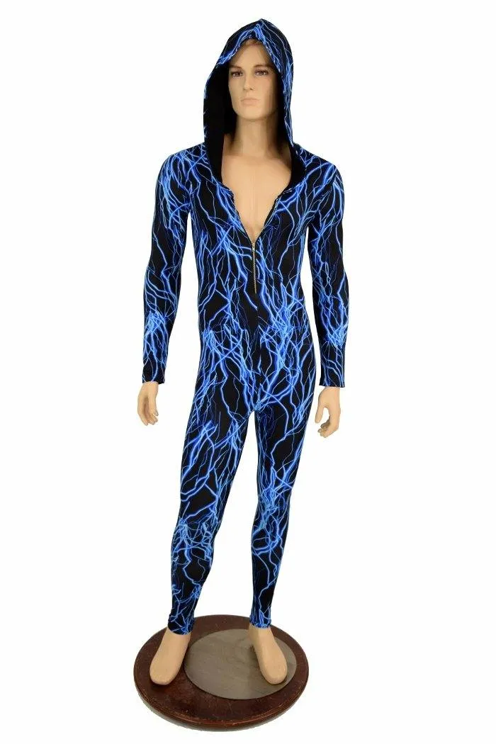 Mens Blue Lightning Catsuit