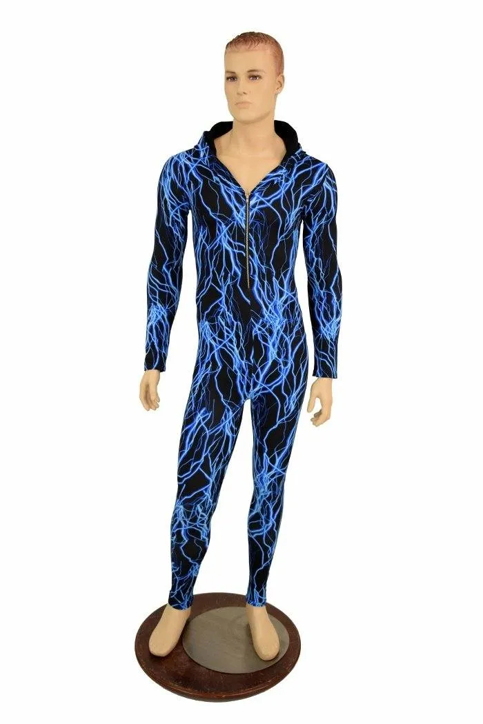 Mens Blue Lightning Catsuit