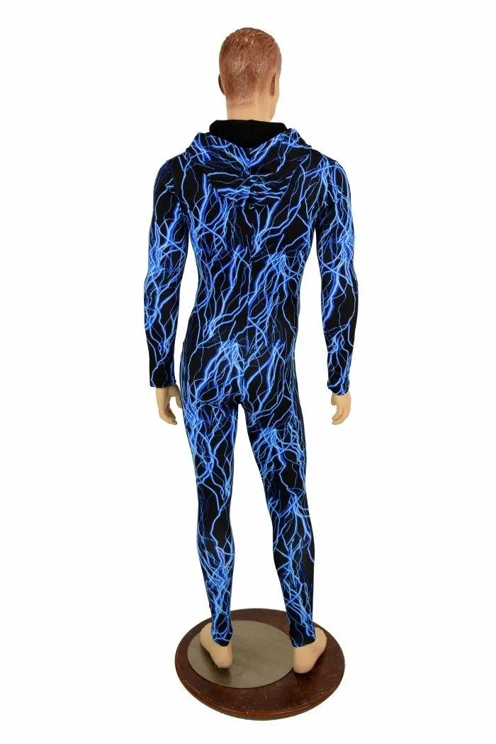 Mens Blue Lightning Catsuit