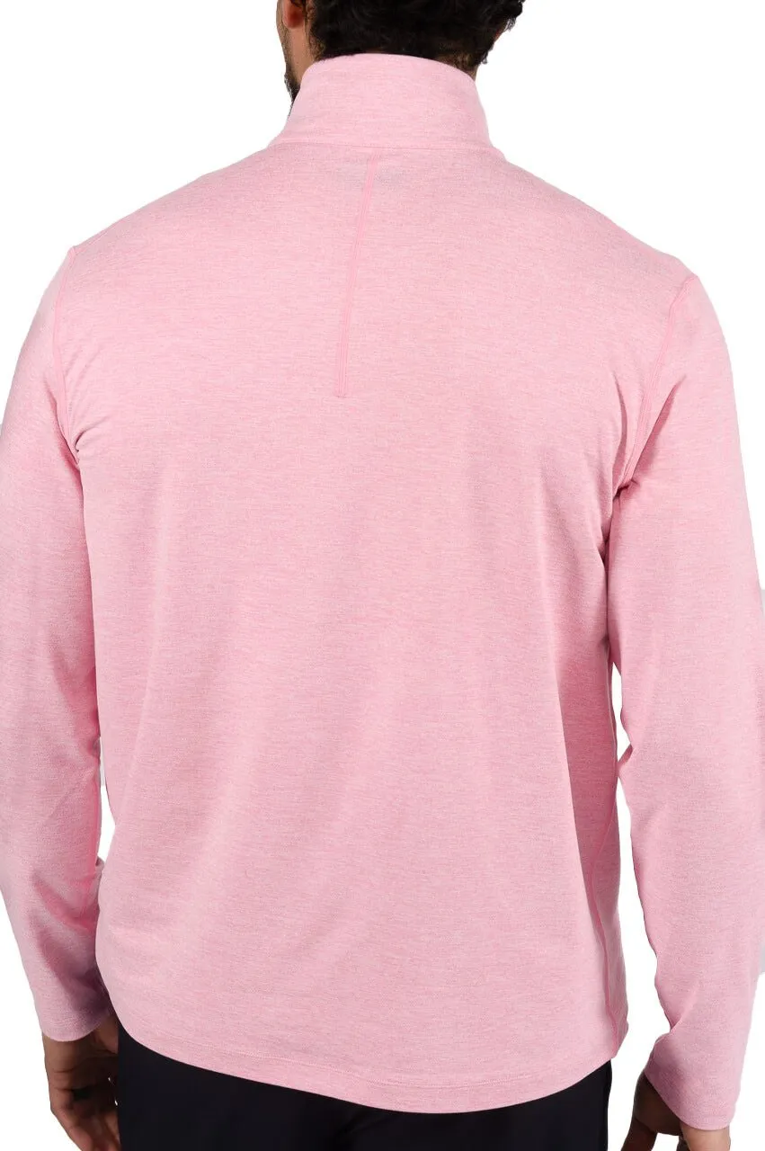 Men's Heathered Pink Quarter Zip Pullover