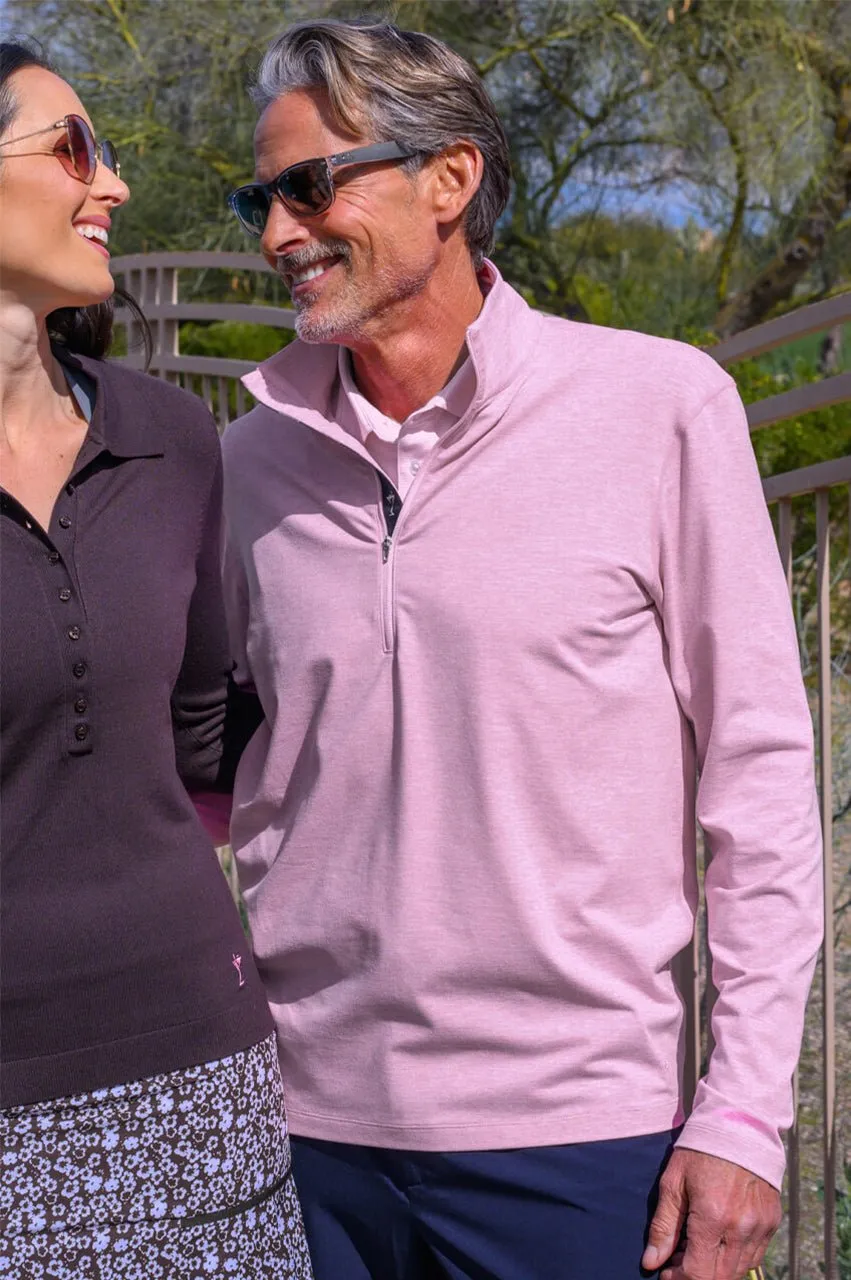 Men's Heathered Pink Quarter Zip Pullover