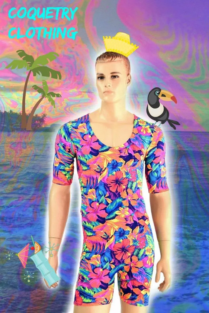 Mens Tahitian Floral Romper