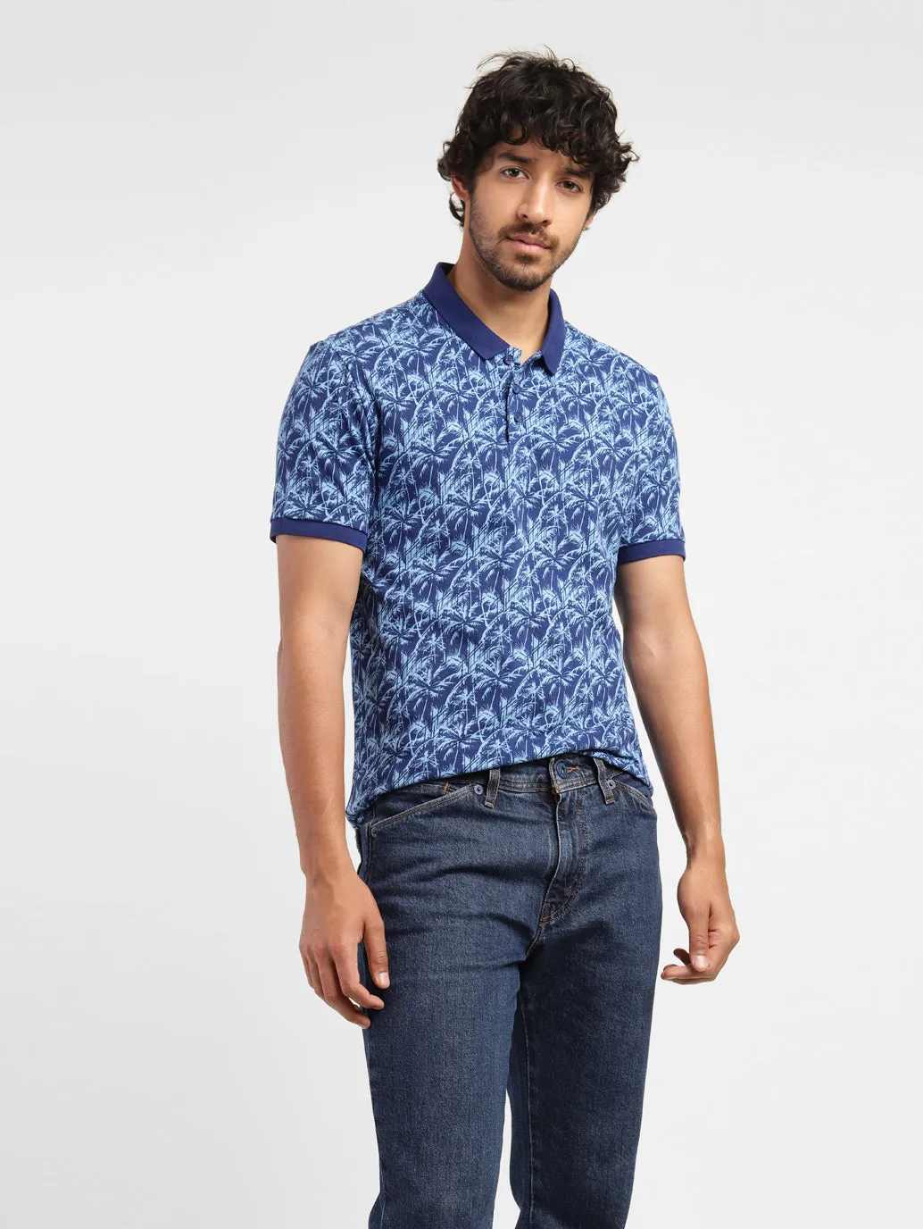 Men's Tropical Print Polo T-shirt