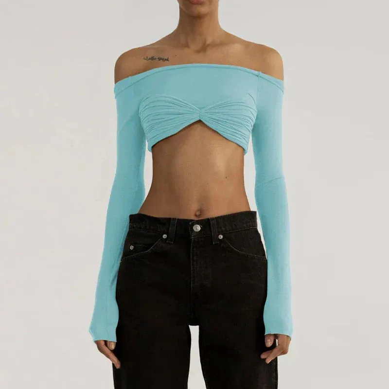 Mesh Off Shoulder Crop Top