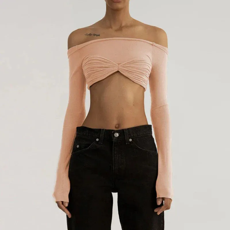 Mesh Off Shoulder Crop Top