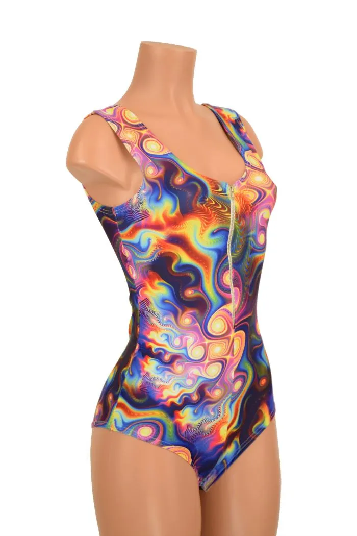 Meteorite Zipper Front Romper