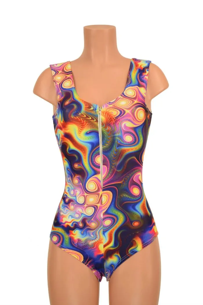 Meteorite Zipper Front Romper