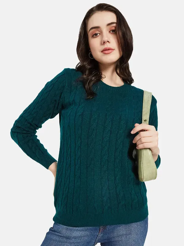 Mettle Women Green Striped Pullover