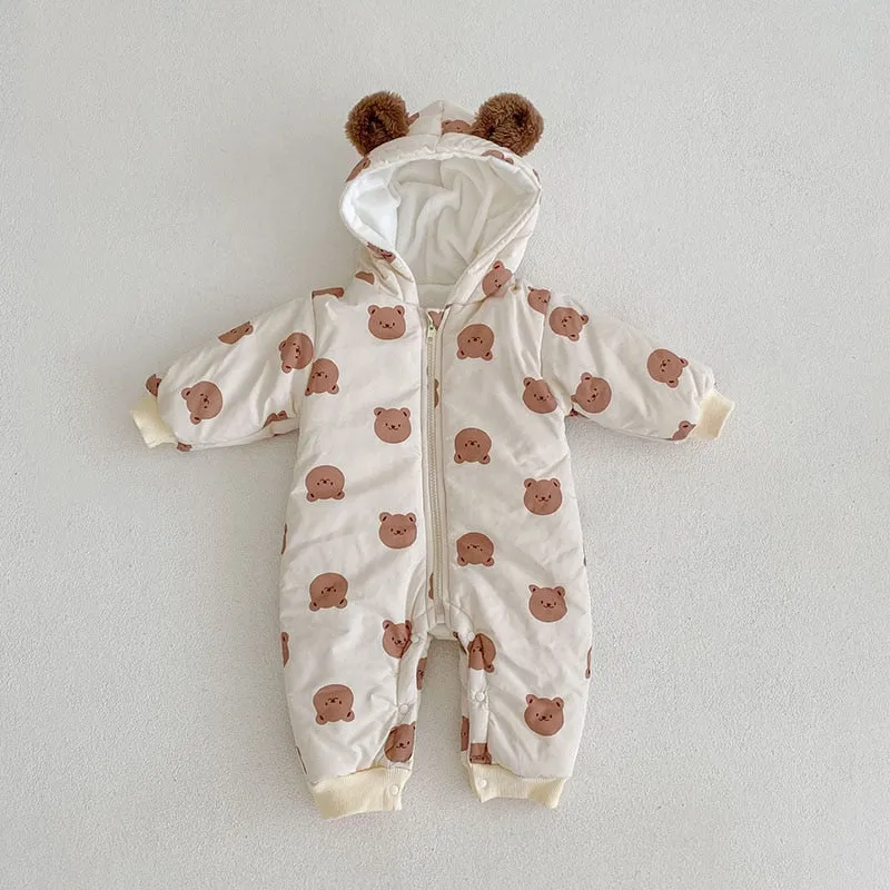 Mica Bear Fur Lining Bear Jumpsuits