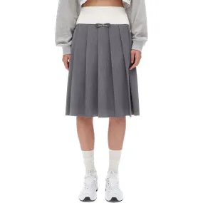 Mid-length Pleated Skirt in Grey