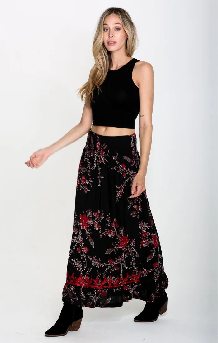 MIDNIGHT BLOSSOM MAXI SKIRT