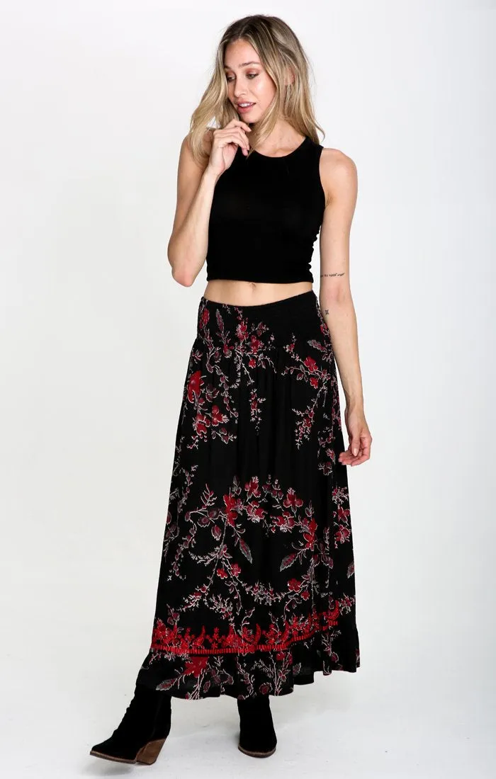 MIDNIGHT BLOSSOM MAXI SKIRT