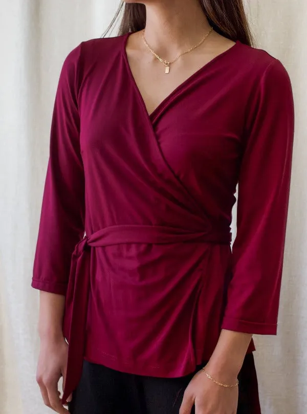 Millie Wrap Top, Claret