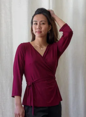 Millie Wrap Top, Claret