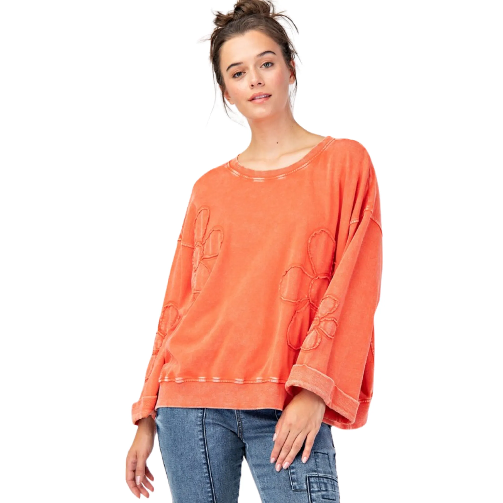 Mineral Wash Flower Patch Pullover