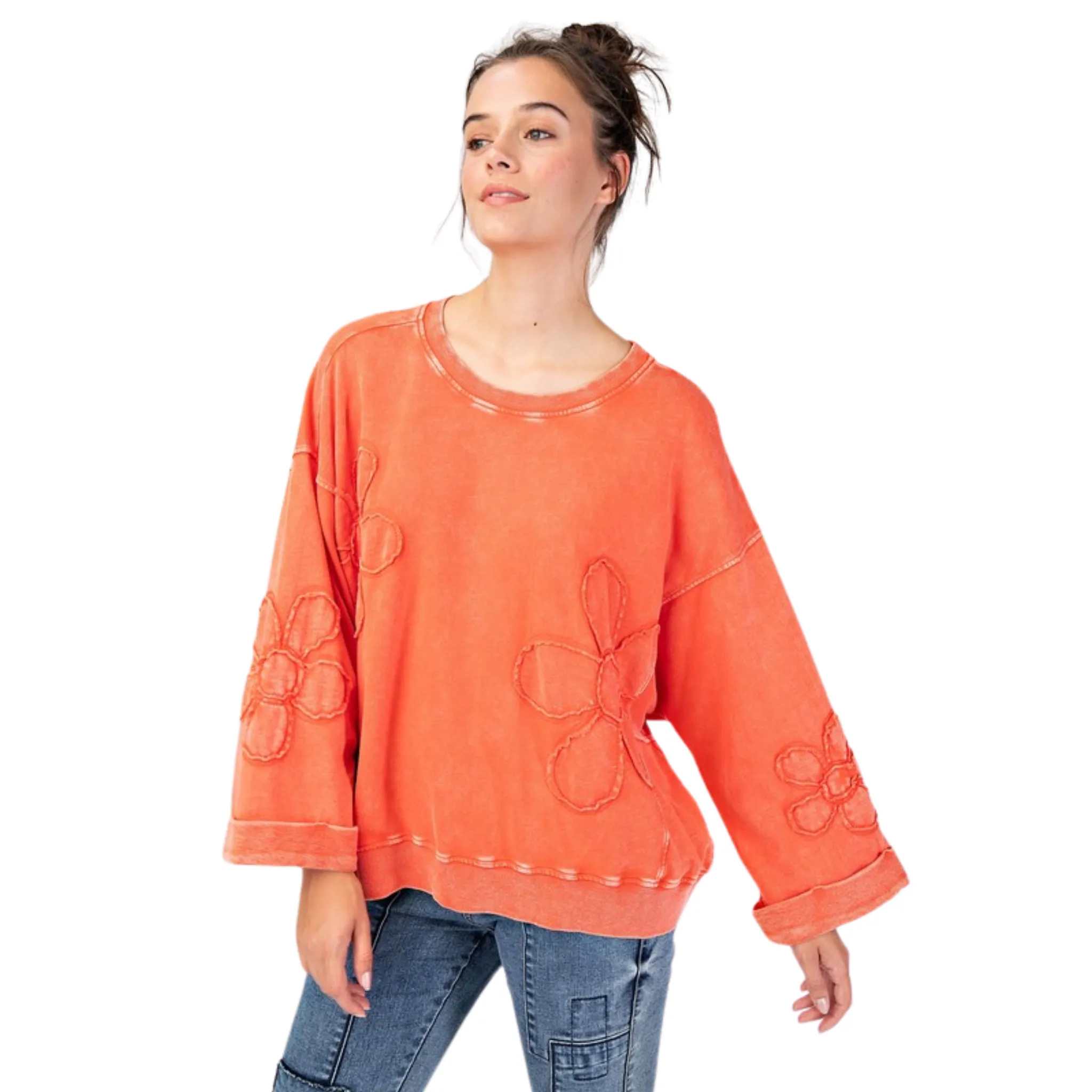 Mineral Wash Flower Patch Pullover