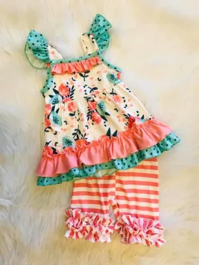 Mint and Coral Floral Icing Short Set