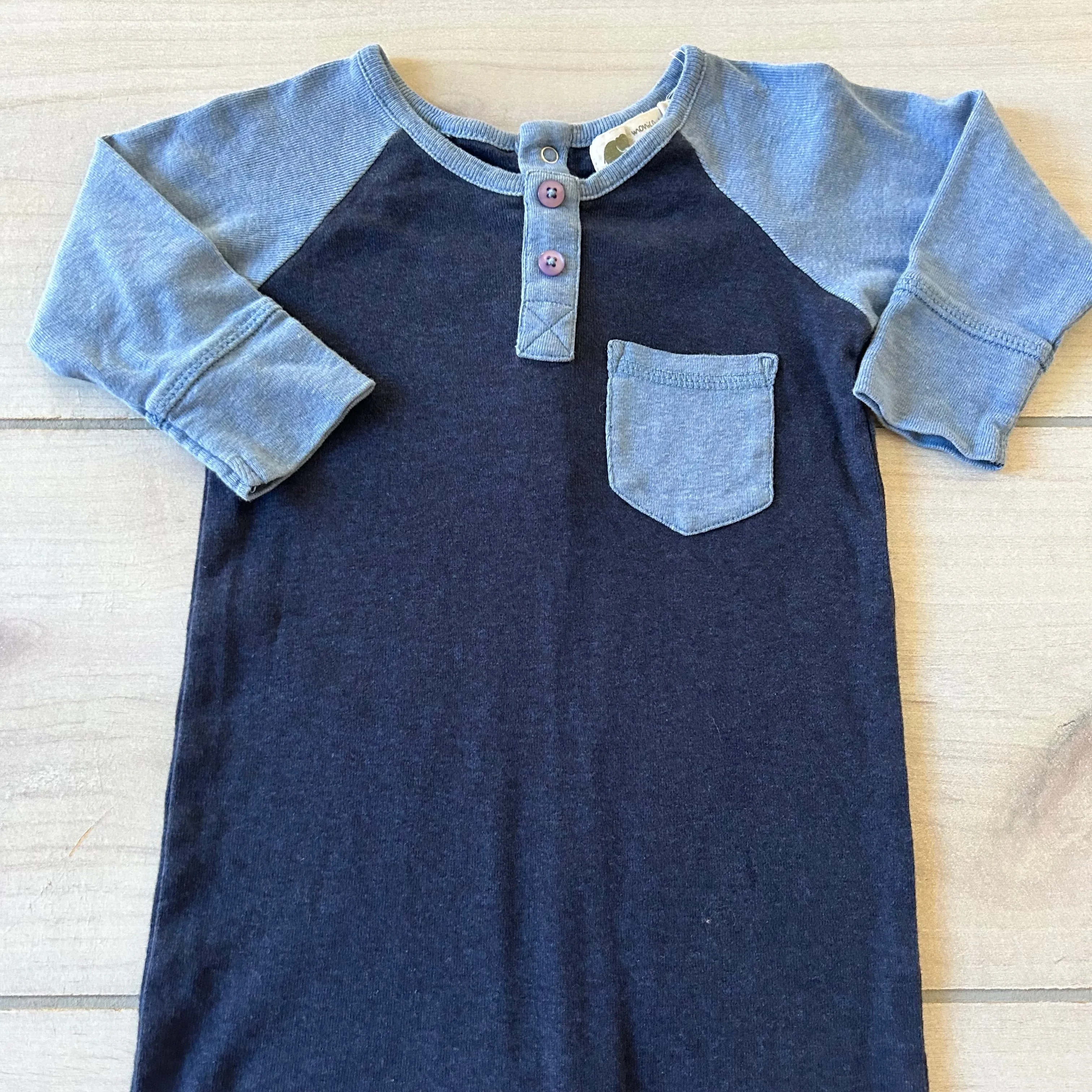 Monica & Andy Organic Cotton Navy Blue Romper