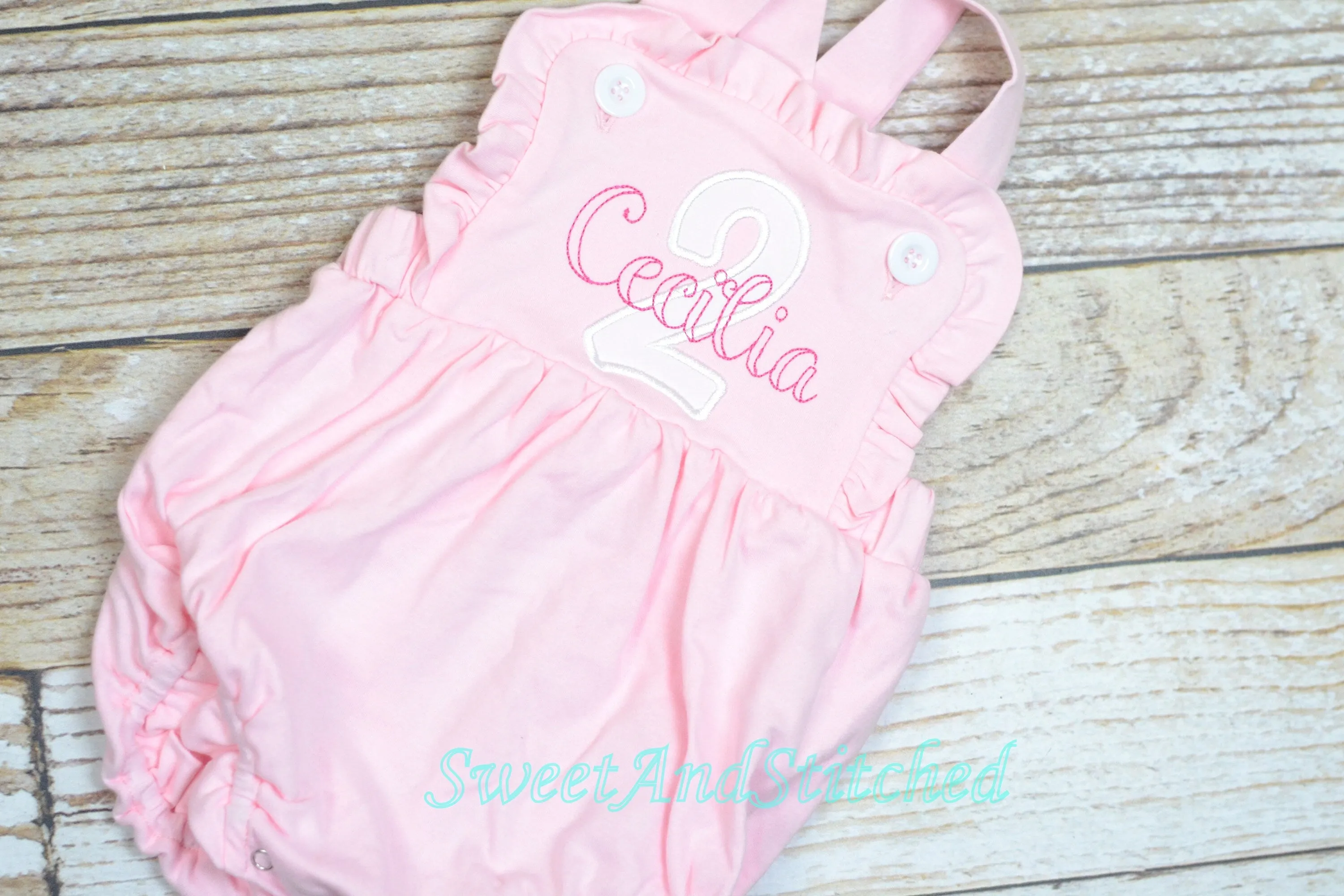 Monogrammed girls birthday outfit with number and name, girls birthday bubble cake smash outfit, 1st birthday cake smash outfit