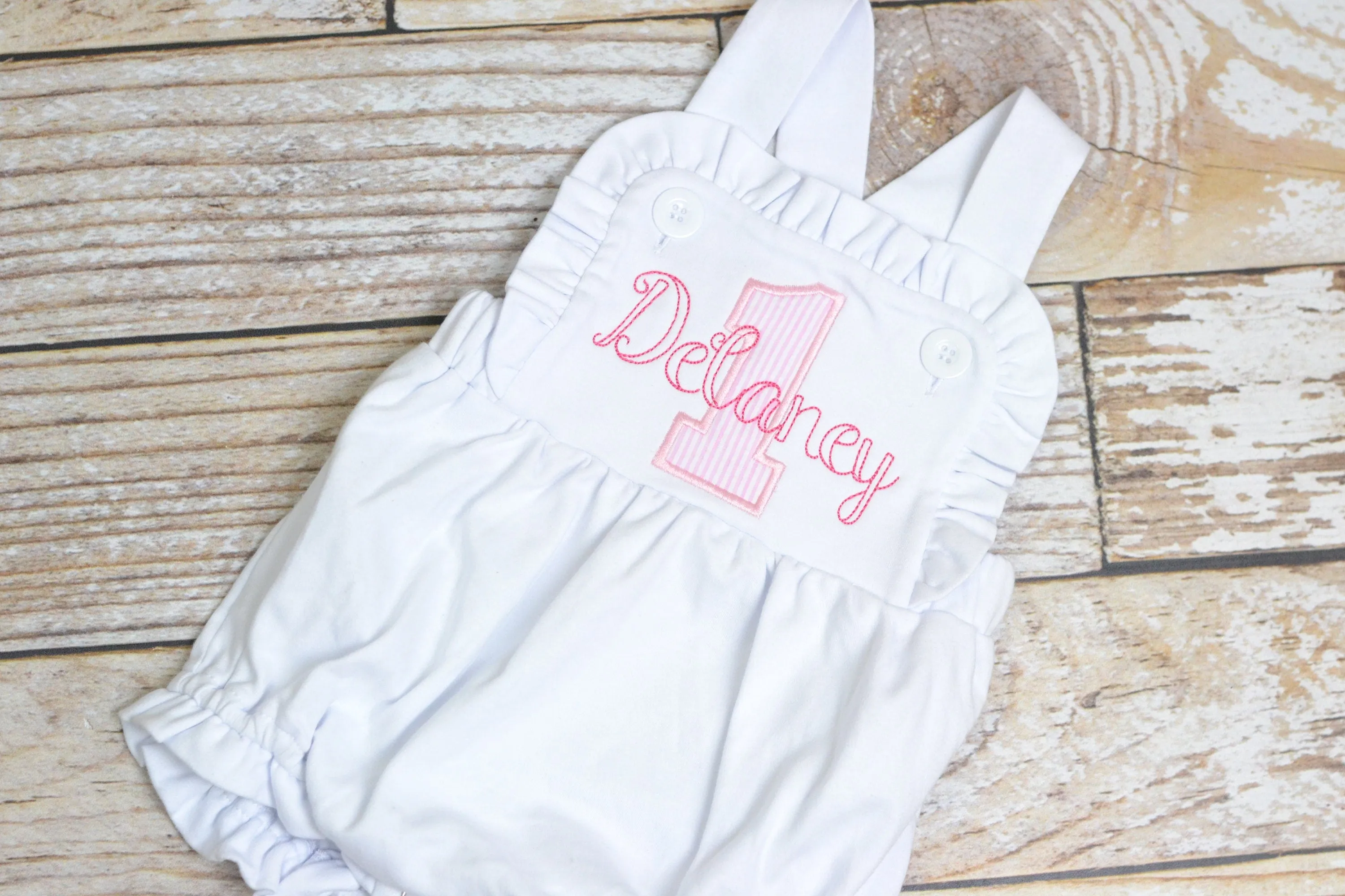 Monogrammed girls birthday outfit with number and name, girls birthday bubble cake smash outfit, 1st birthday cake smash outfit