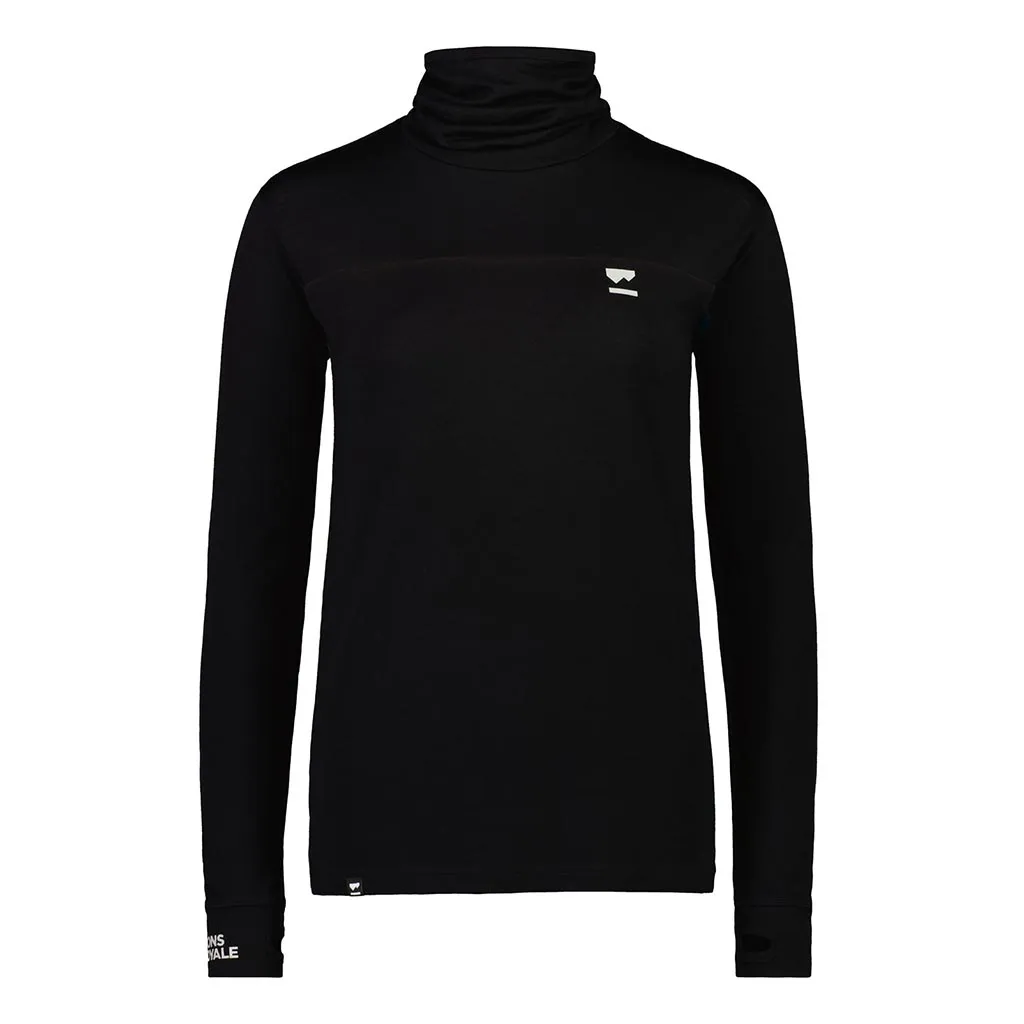 Mons Royale 2022 Womens Yotei BF High Neck Base Layer Top - Logo Black