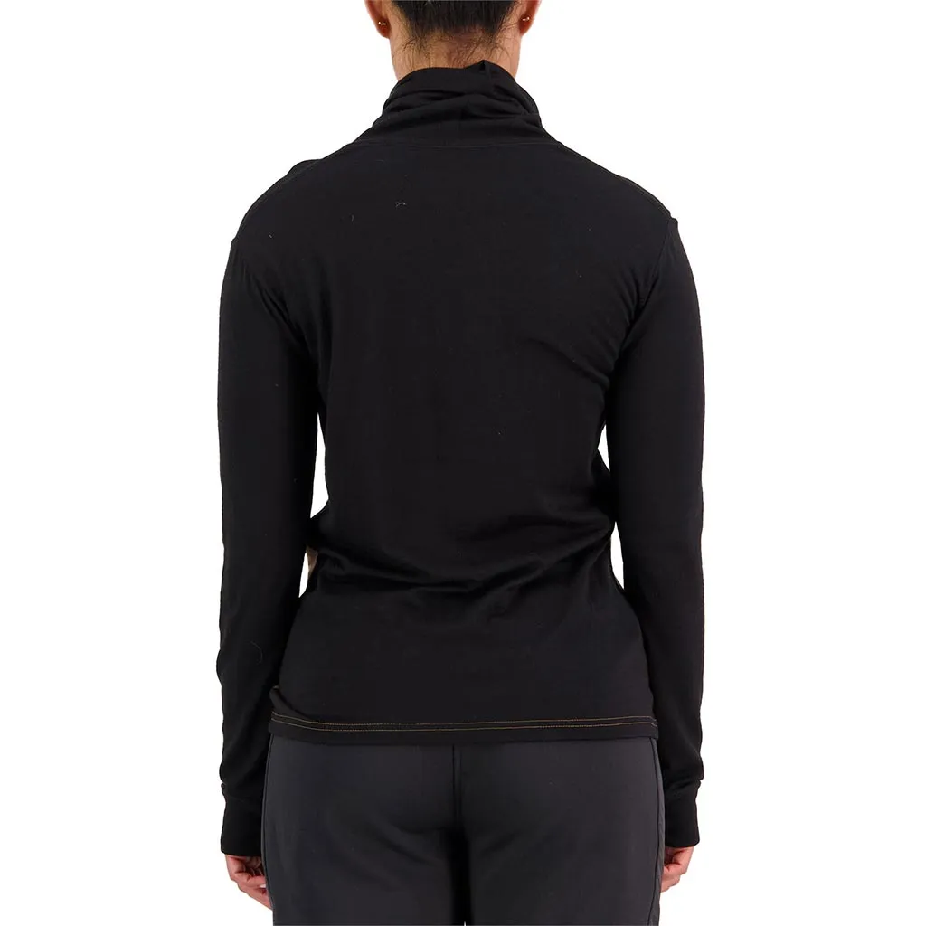 Mons Royale 2022 Womens Yotei BF High Neck Base Layer Top - Logo Black