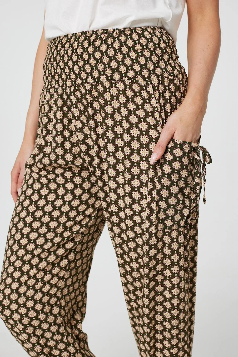 Mosaic Print High Waist Harem Trousers