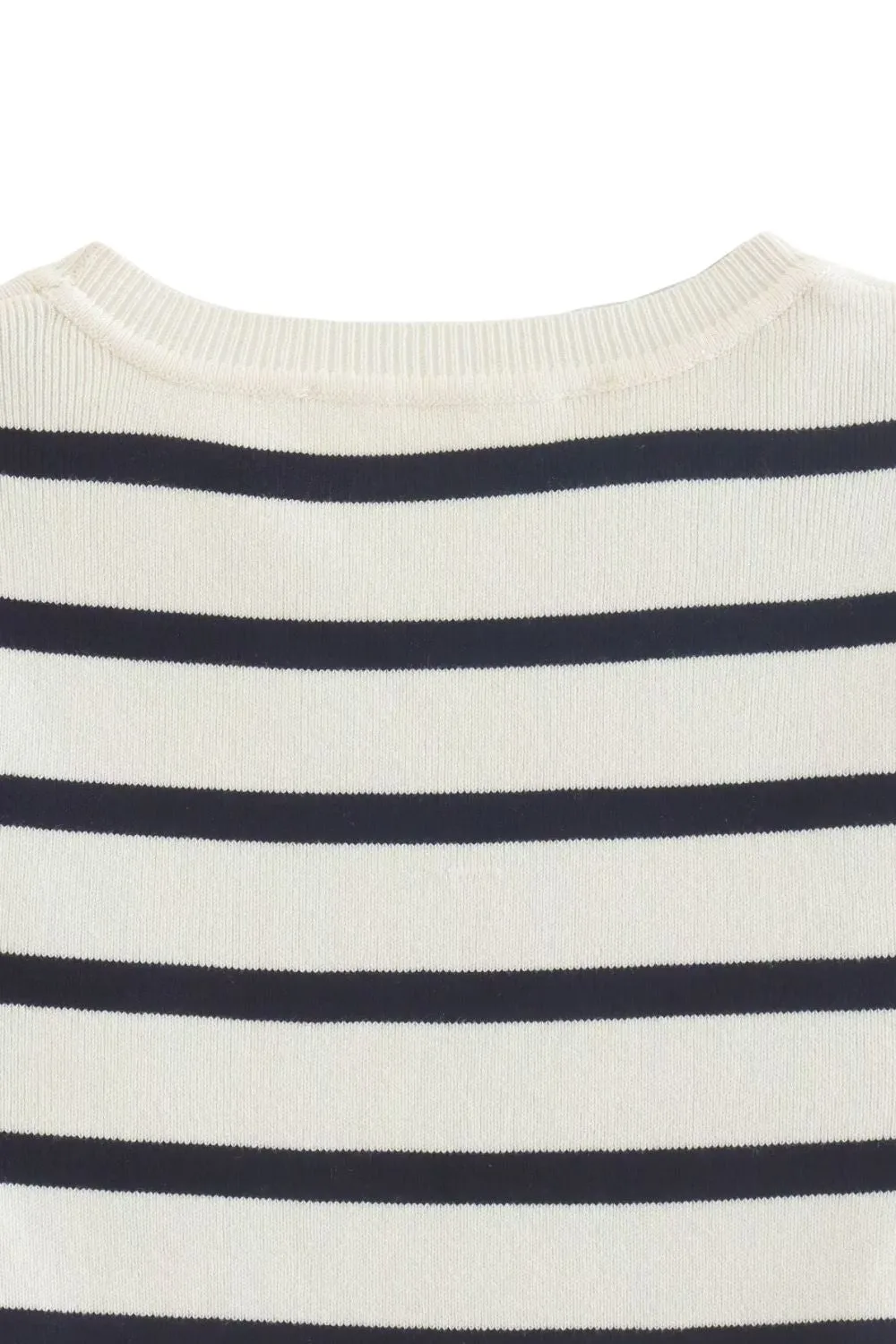 ‘Nataliya’ Round Neck Short Sleeve Striped Cropped Knit Top