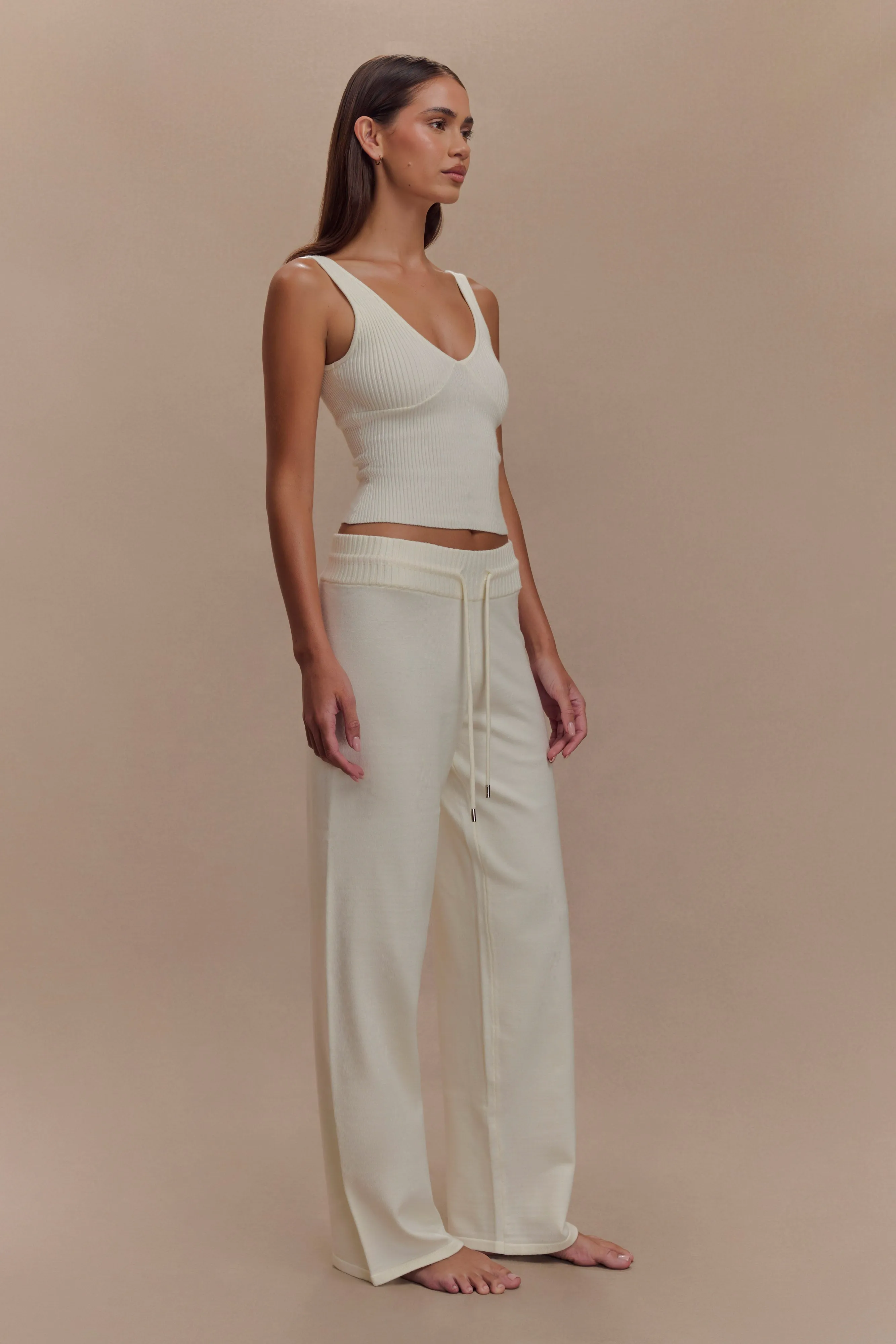 Natalya Knit Wide Leg Pants - Ivory