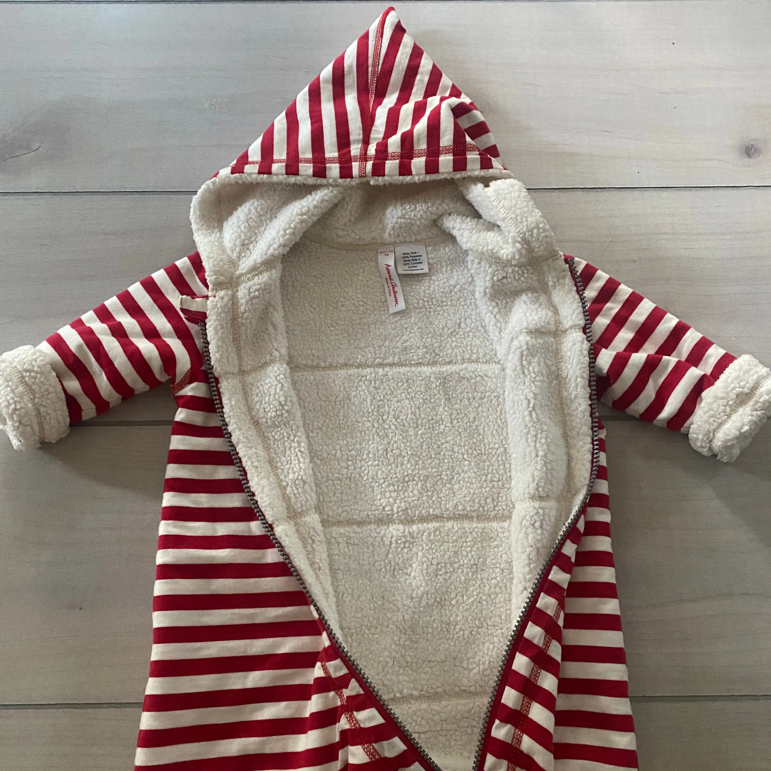 NEW Burts Bees Red 100% Organic Cotton Striped Holiday Romper