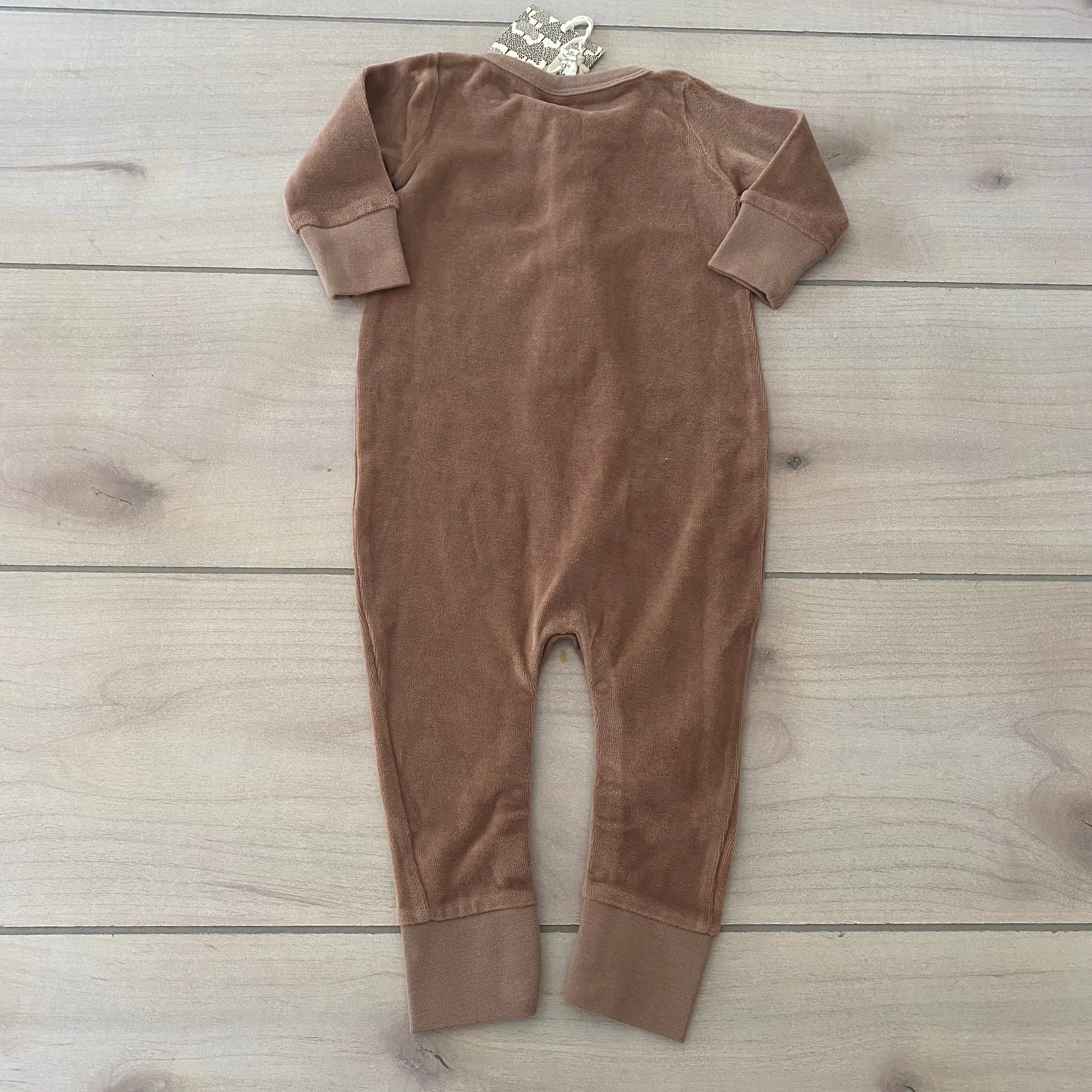 NEW Kate Quinn Velour Organic Cotton Brown Romper