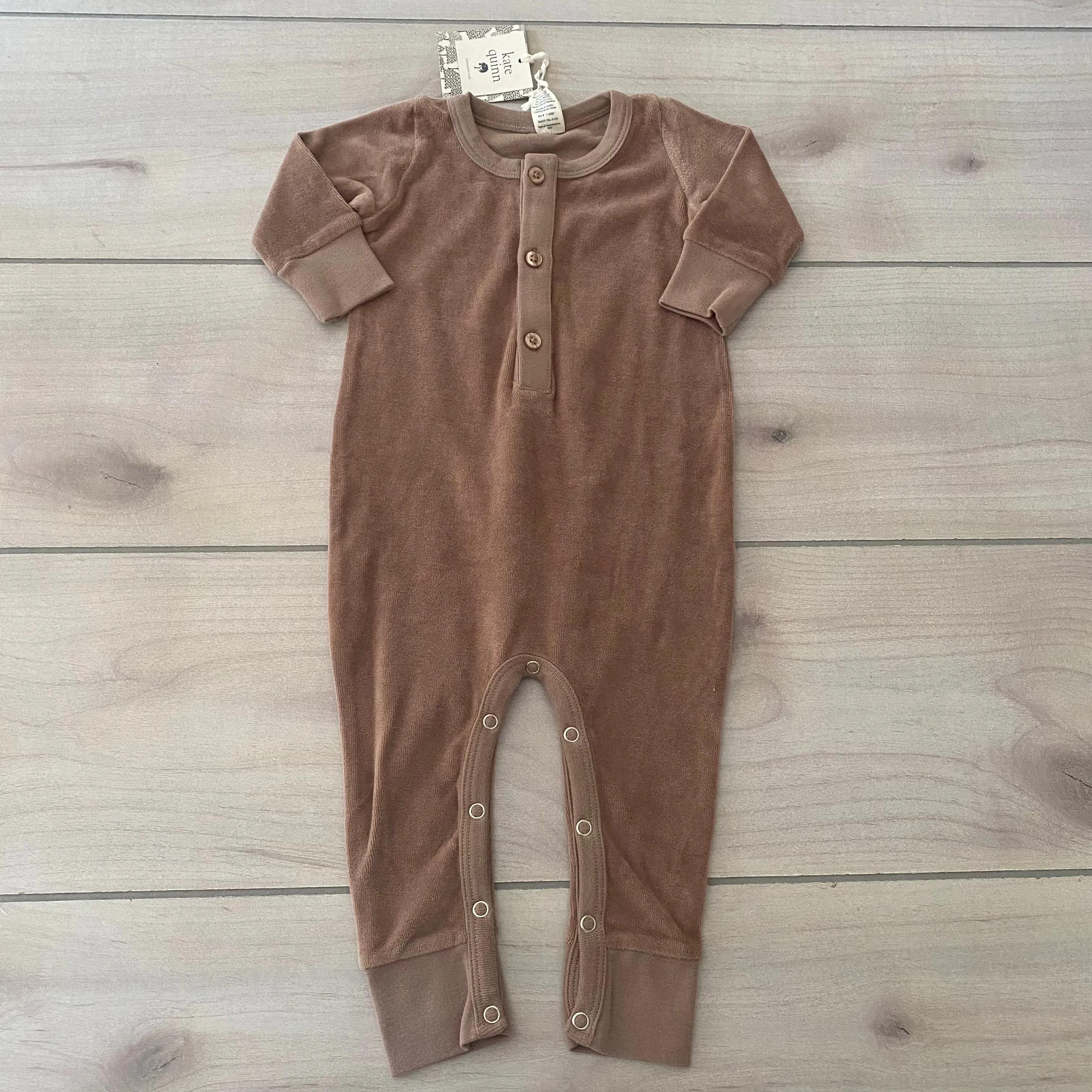 NEW Kate Quinn Velour Organic Cotton Brown Romper