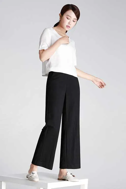 Newstyle wide leg pants with high waist loose straight leg little above ankle length J122