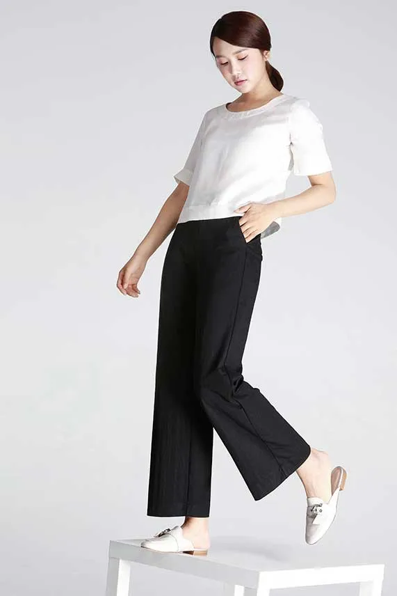 Newstyle wide leg pants with high waist loose straight leg little above ankle length J122