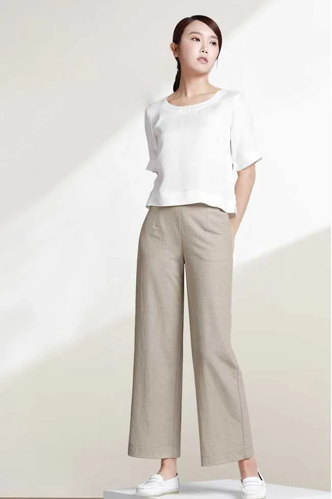 Newstyle wide leg pants with high waist loose straight leg little above ankle length J122