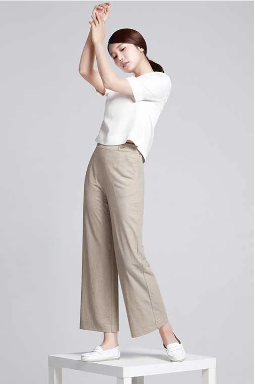 Newstyle wide leg pants with high waist loose straight leg little above ankle length J122