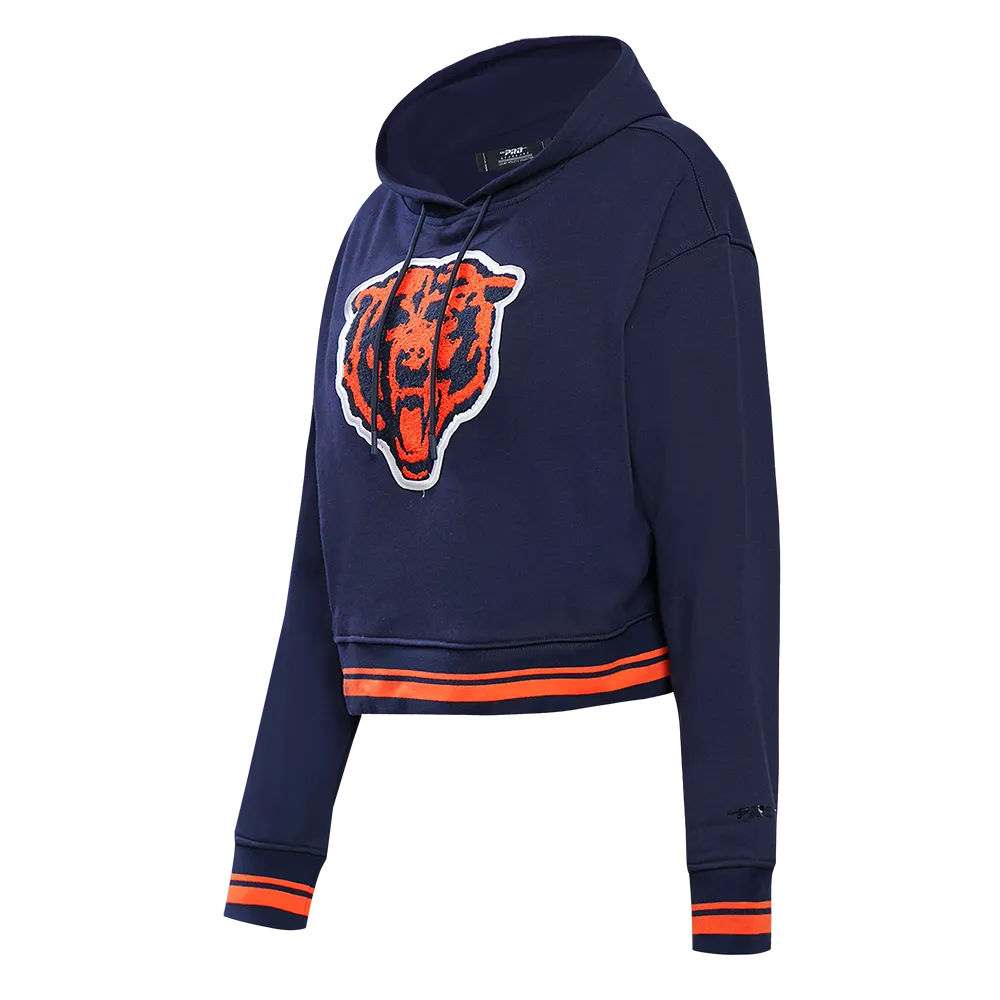 NFL CHICAGO BEARS RETRO CLASSIC WOMEN'S CROPPED PO HOODIE (MIDNIGHT NAVY/ORANGE/MIDNIGHT NAVY)