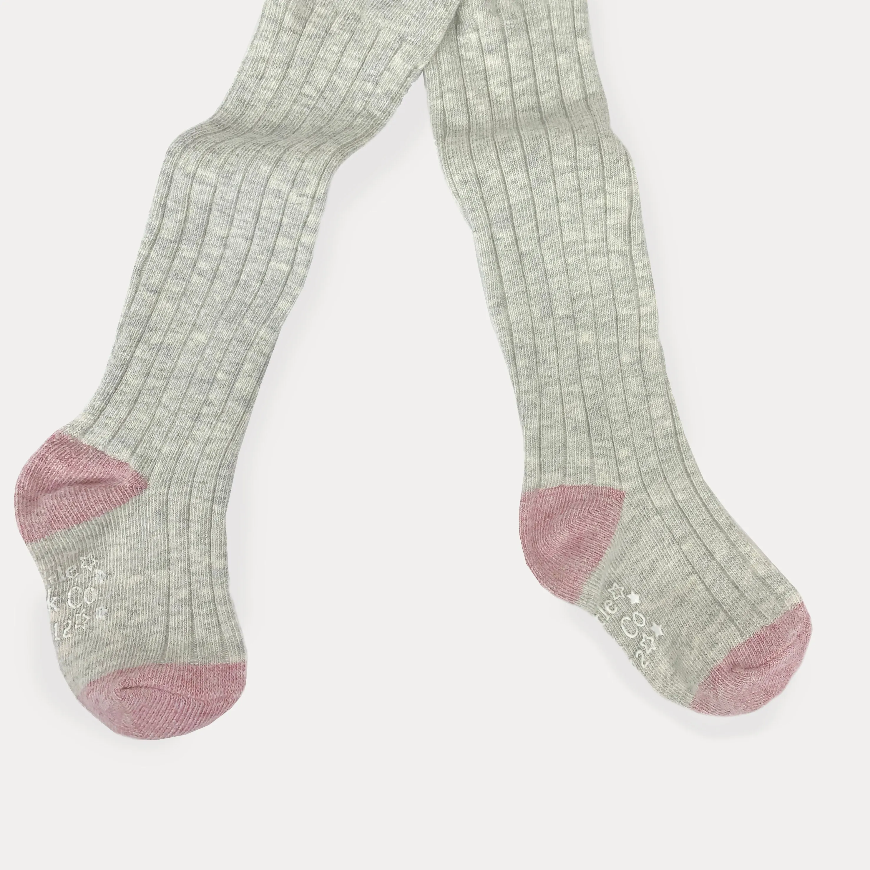 Non-Slip Super Soft Ribbed Baby and Toddler Tights in Grey Marl