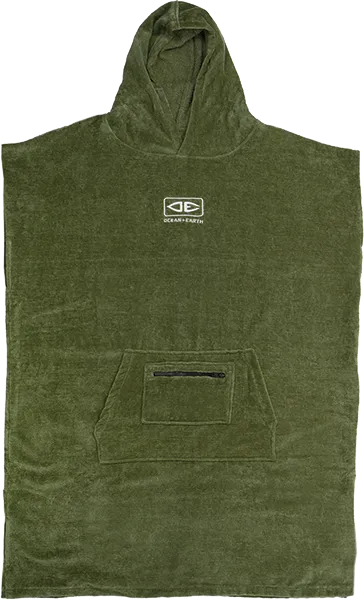 Ocean and Earth Mens Corp Hooded Poncho Military