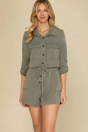 Olive Woven Romper