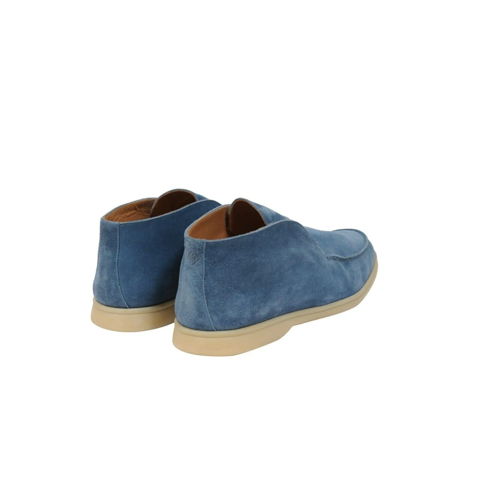 Open Walks US 10 EU 43 Blue Suede Slip On Mid Ankle Chuka Boots