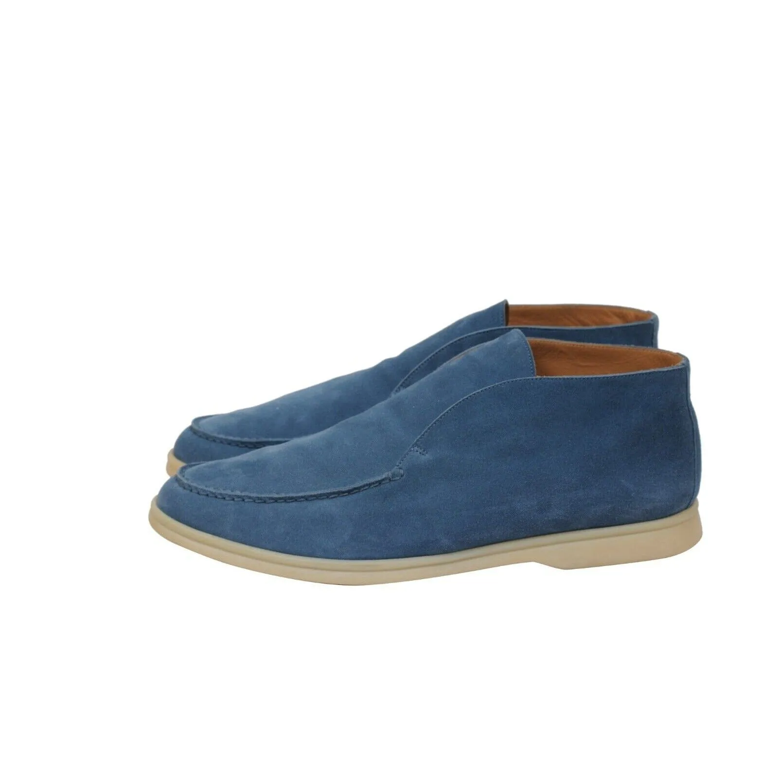 Open Walks US 10 EU 43 Blue Suede Slip On Mid Ankle Chuka Boots