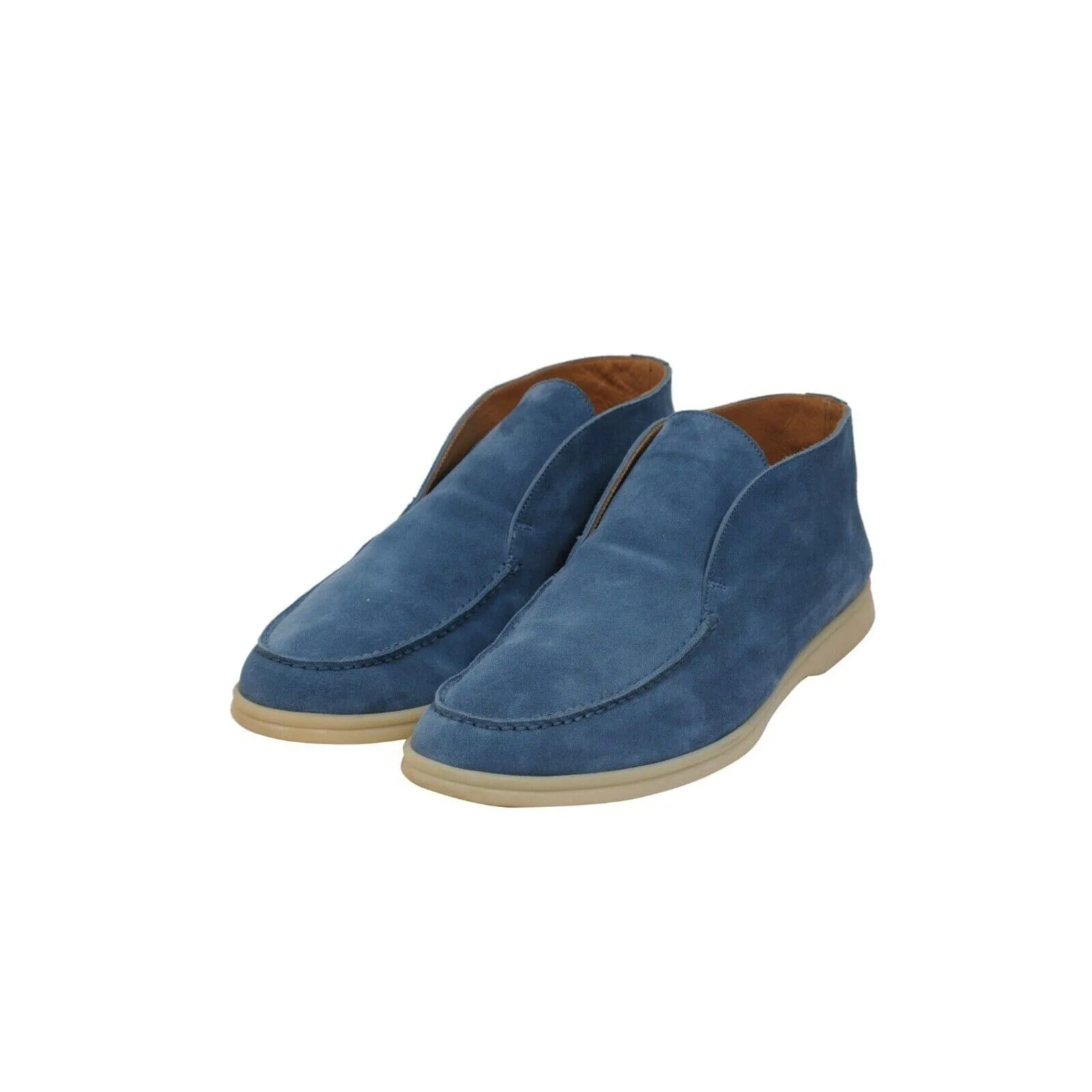 Open Walks US 10 EU 43 Blue Suede Slip On Mid Ankle Chuka Boots